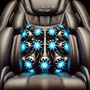 A close-up view of the 4D massage rollers inside the Osaki AI Vera 4D massage chair, highlighting their advanced movement and deep tissue massage functionality