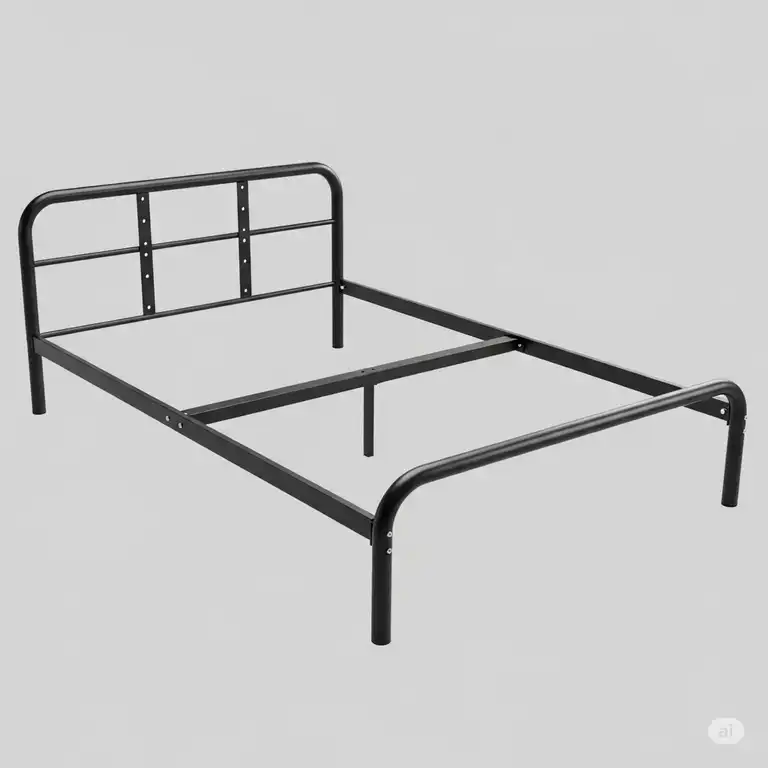 A set of sturdy, black twin size metal bed rails, providing reliable support and durability for a bed frame.