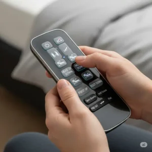 A remote control for a full-size adjustable bed frame.