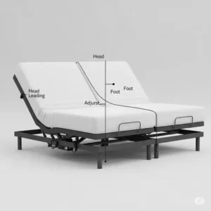 Illustration of an adjustable bed frame queen split demonstrating independent head and foot adjustment for two people.